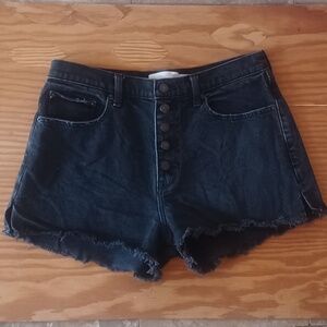 Abercrombie & Fitch High Rise Mom Short Black Button Fly Cut Offs Size 30/10 EUC
